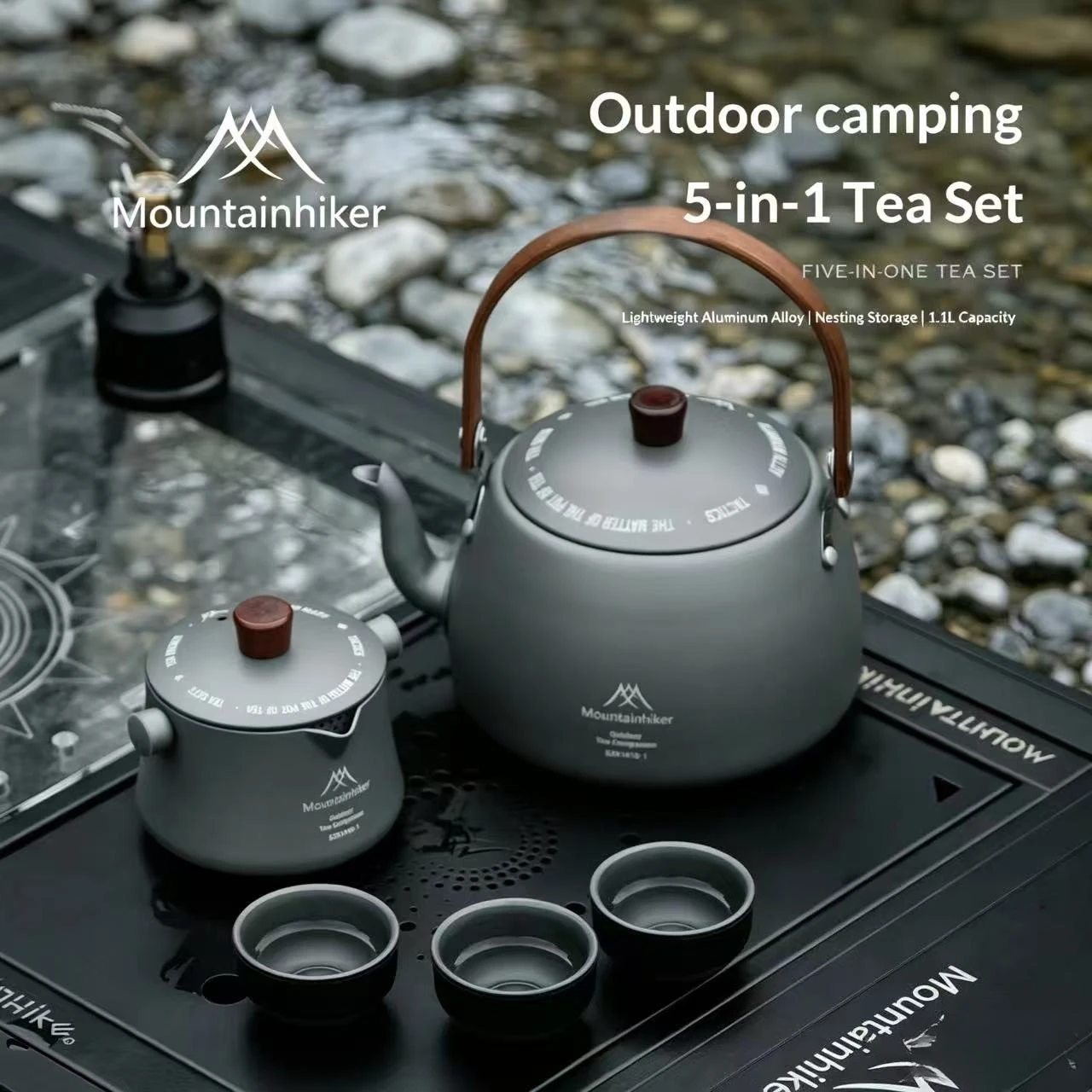 Camping Cooking Set 2 Person - Mountainhiker MoChuan 5‑in‑1 Camping Kettle Set