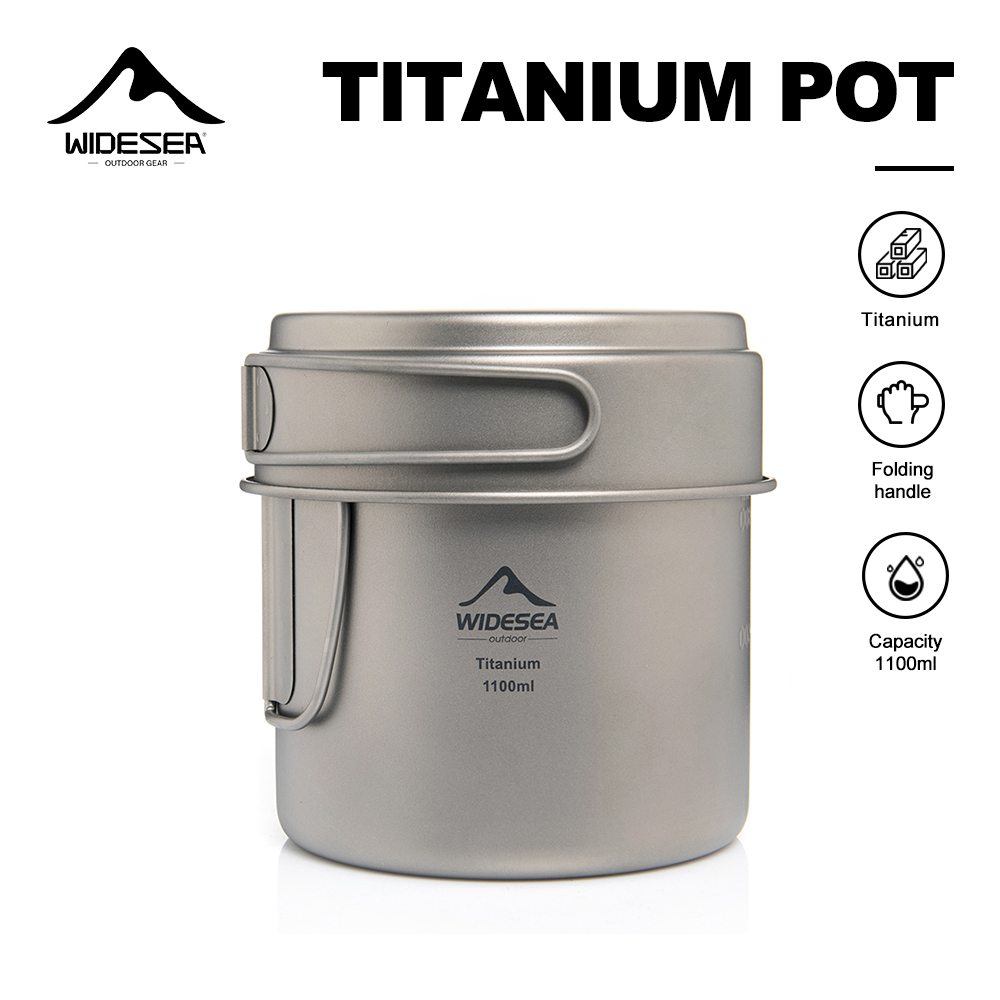 Camping Cooking Gear - Widesea Ultralight Titanium Camping Pot 1100ml