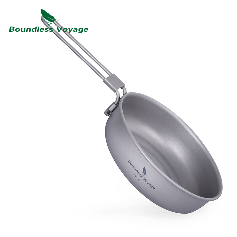 Camping Cooking Equipment - Boundless Voyage Ultra-light Titanium Frying Pan