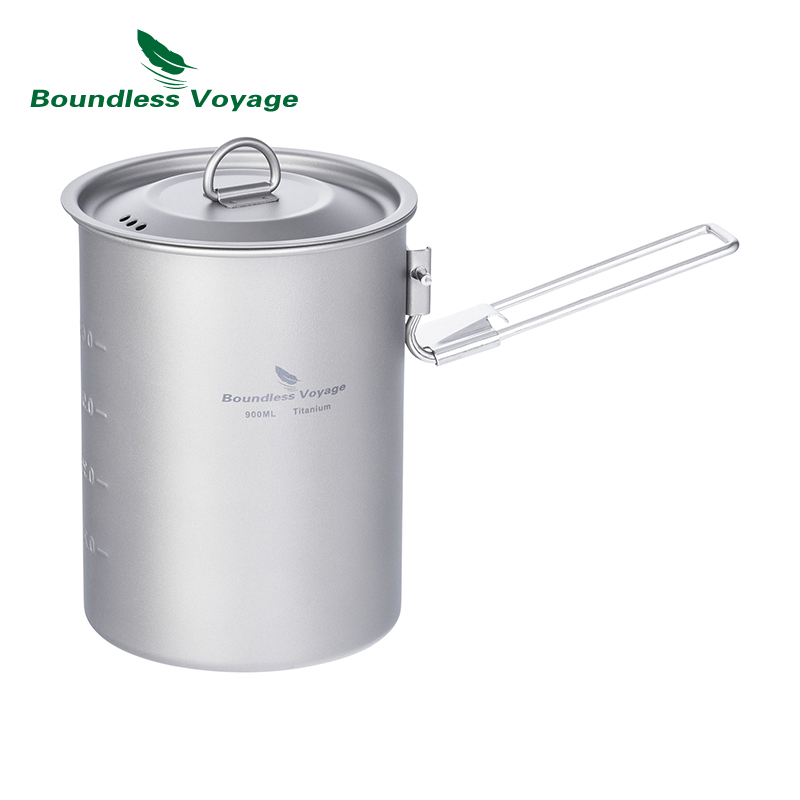 Camping Cooking Kits - Boundless Voyage 900ml Titanium Pot Cup