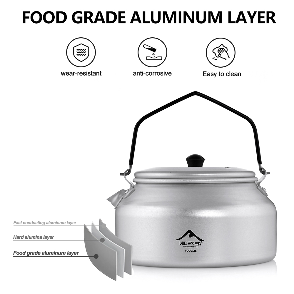 Camping Cooking Set 2 Person - Widesea Camping Outdoor 1L Kettle Pure