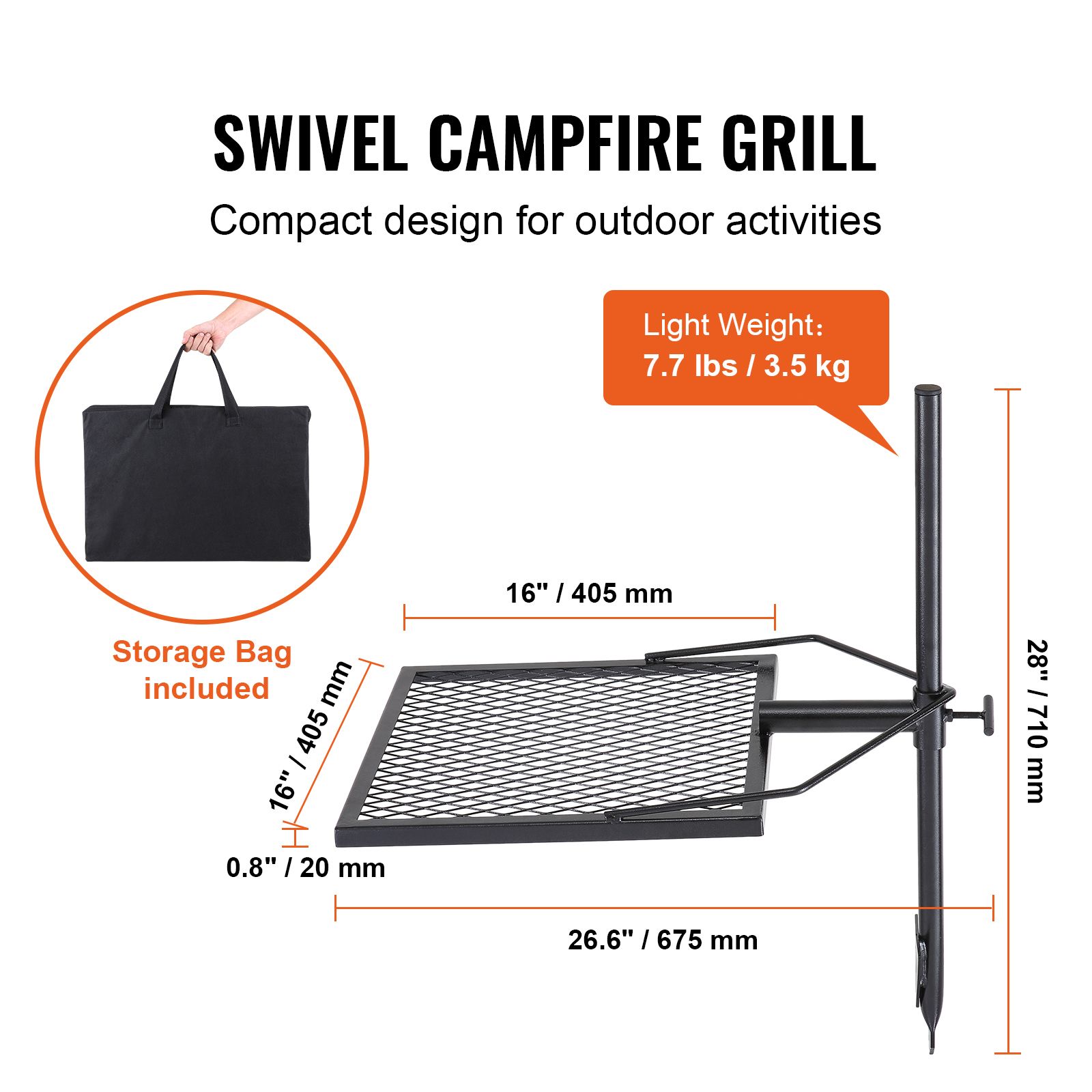 Camping Cooking Open Fire - Swivel Campfire Grill, Fire Pit Grill