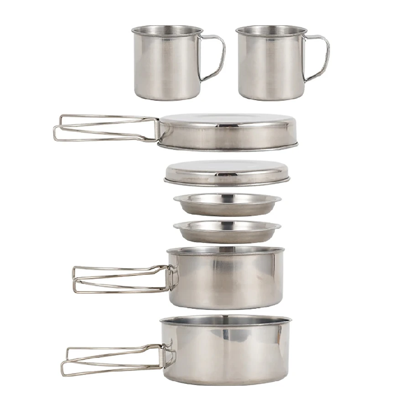 8pcs/Set Camping Cookware Mess - Camping Cooking Pots And Pans 评论和价格