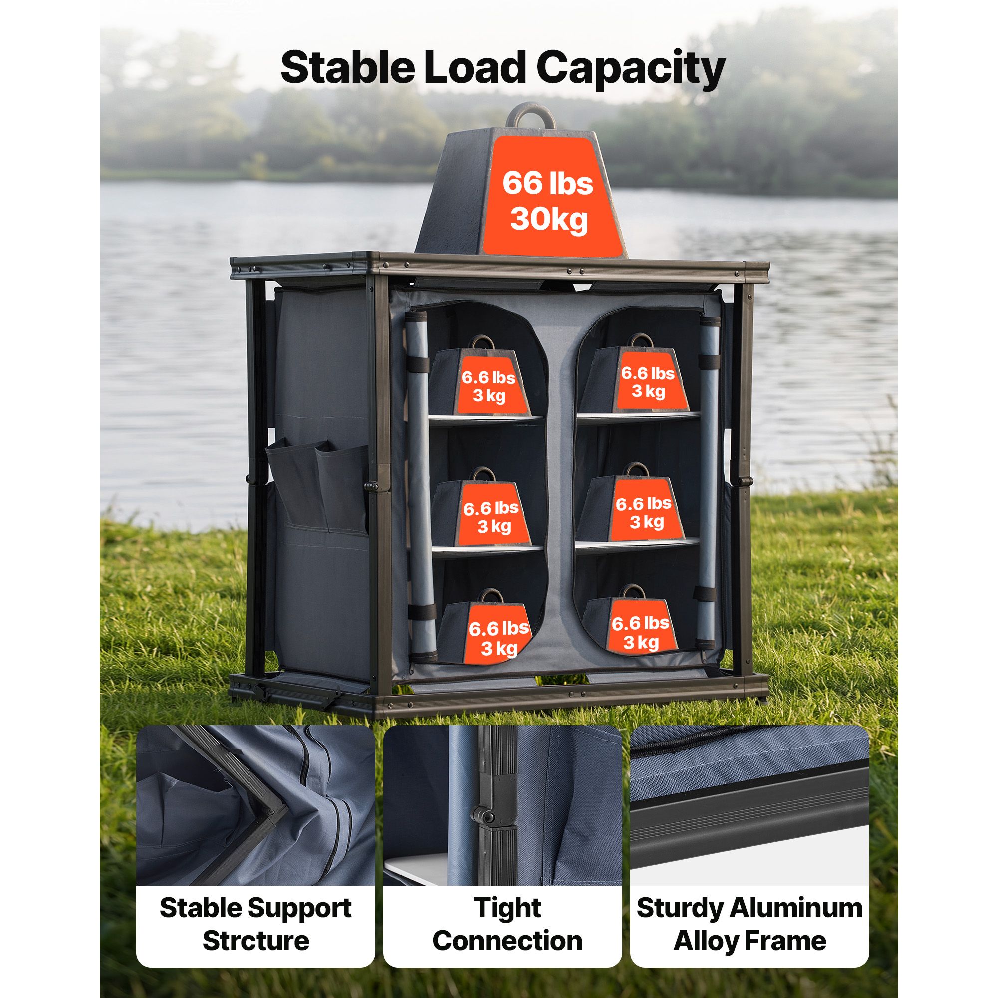 Folding Camping Storage Cabine - Camping Cooking Table With Storage 评论和价格