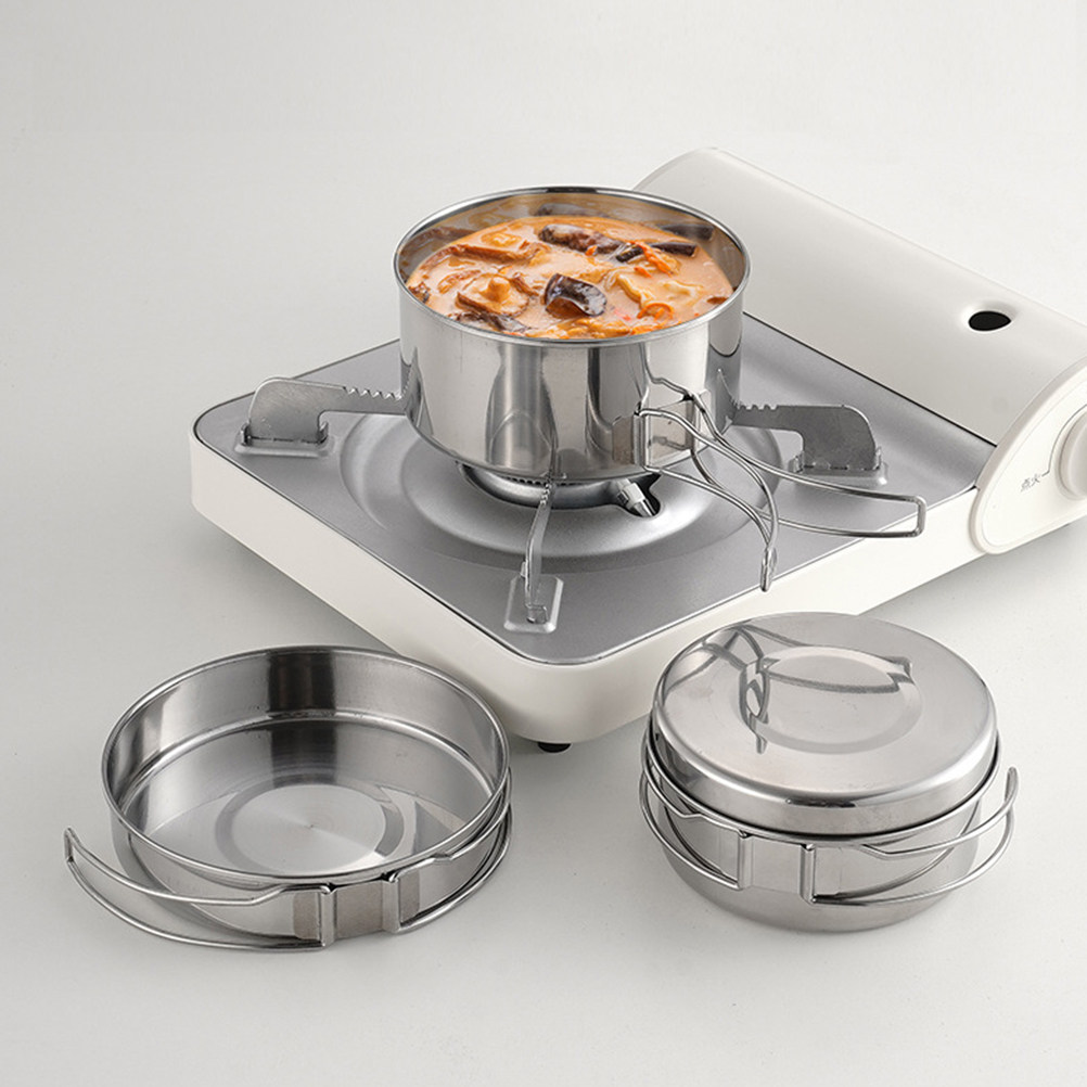 1Set Stainless Steel Camping C - Camping Cooking Pots And Pans 评论和价格