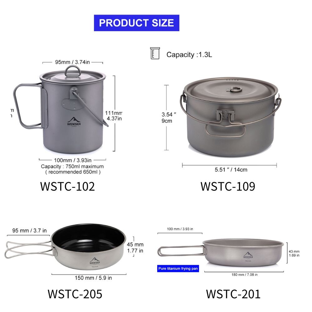 Widesea Camping Tableware Tita - Camping Cooking Pots And Pans 评论和价格