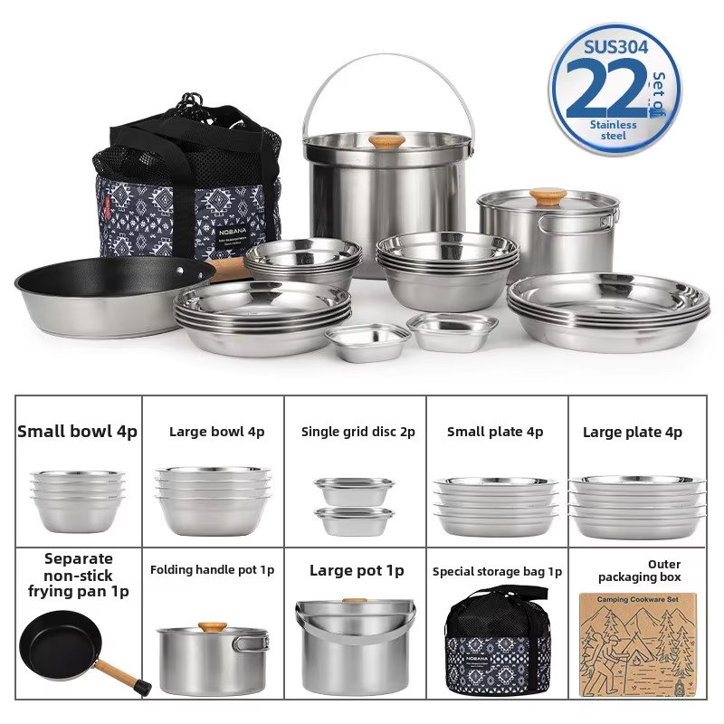 NOBANA Newest Outdoor Stainles - Camping Cooking Pots And Pans 评论和价格