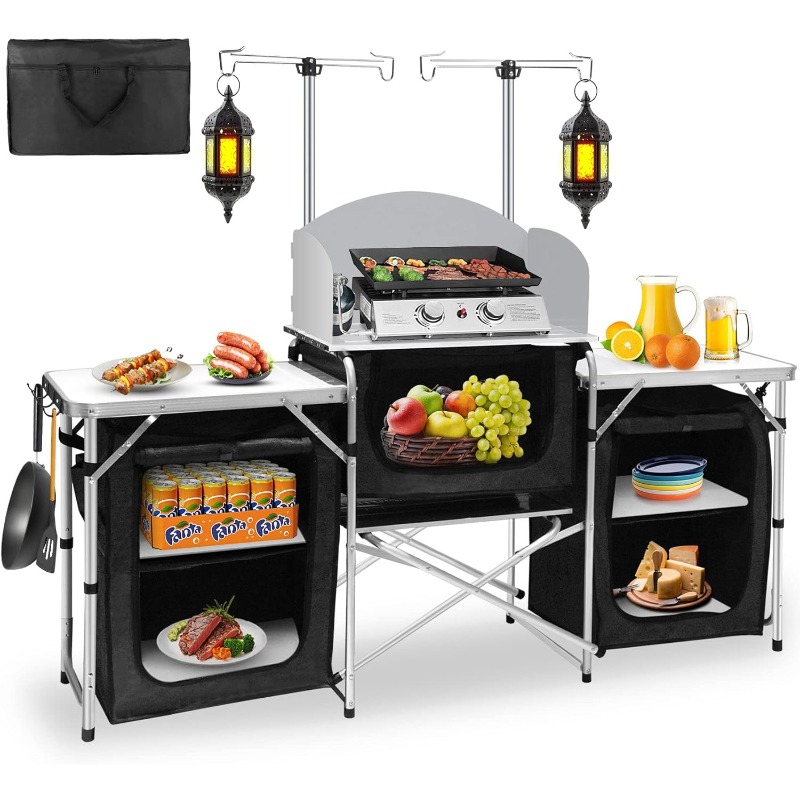 Hot-selling Outdoor Camping Mo - Camping Cooking Table With Storage 评论和价格