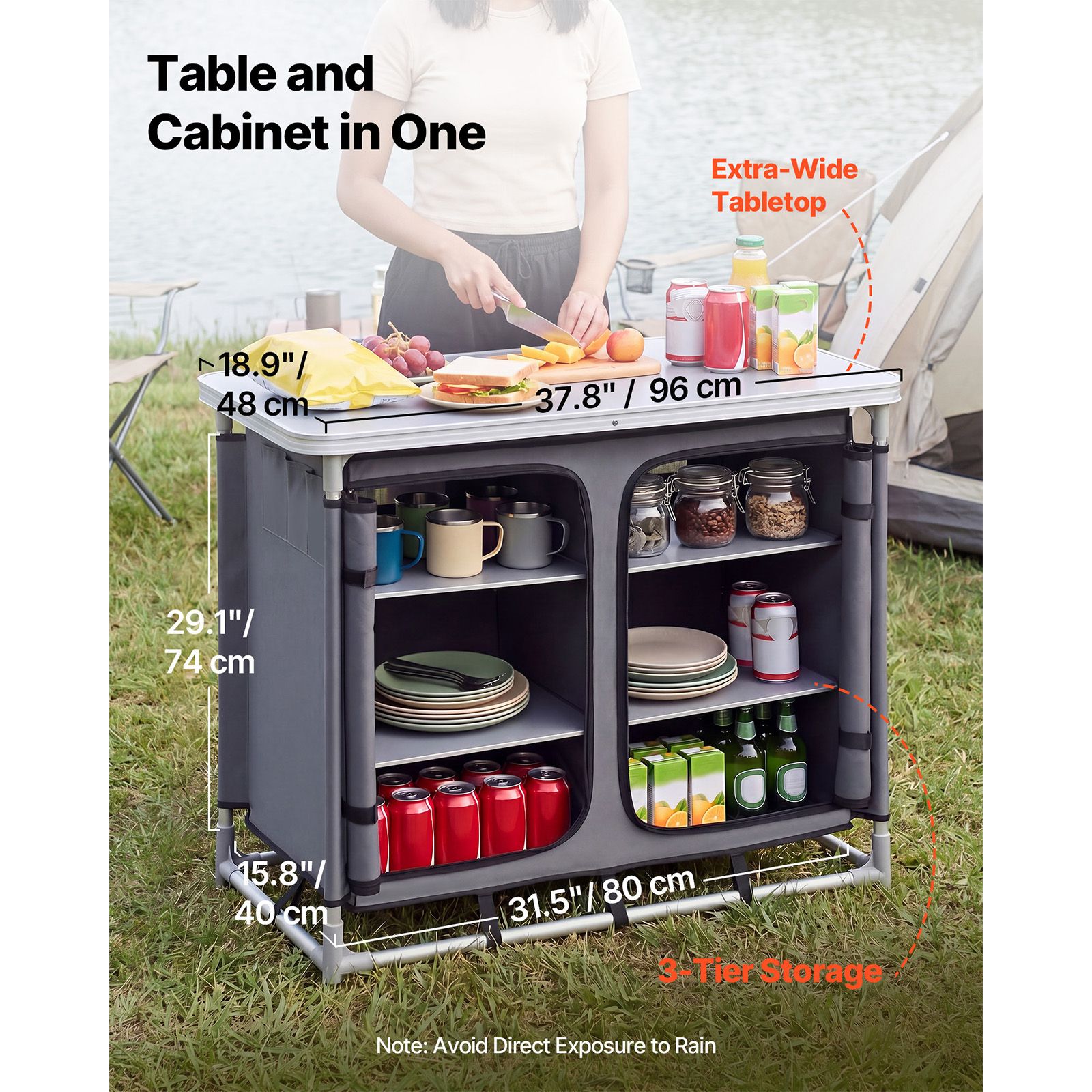 Camping Storage Cabinet, Outdo - Camping Cooking Table With Storage 评论和价格