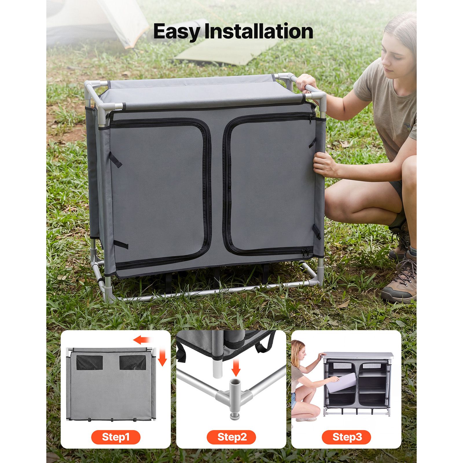 Camping Storage Cabinet, Outdo - Camping Cooking Table With Storage 评论和价格
