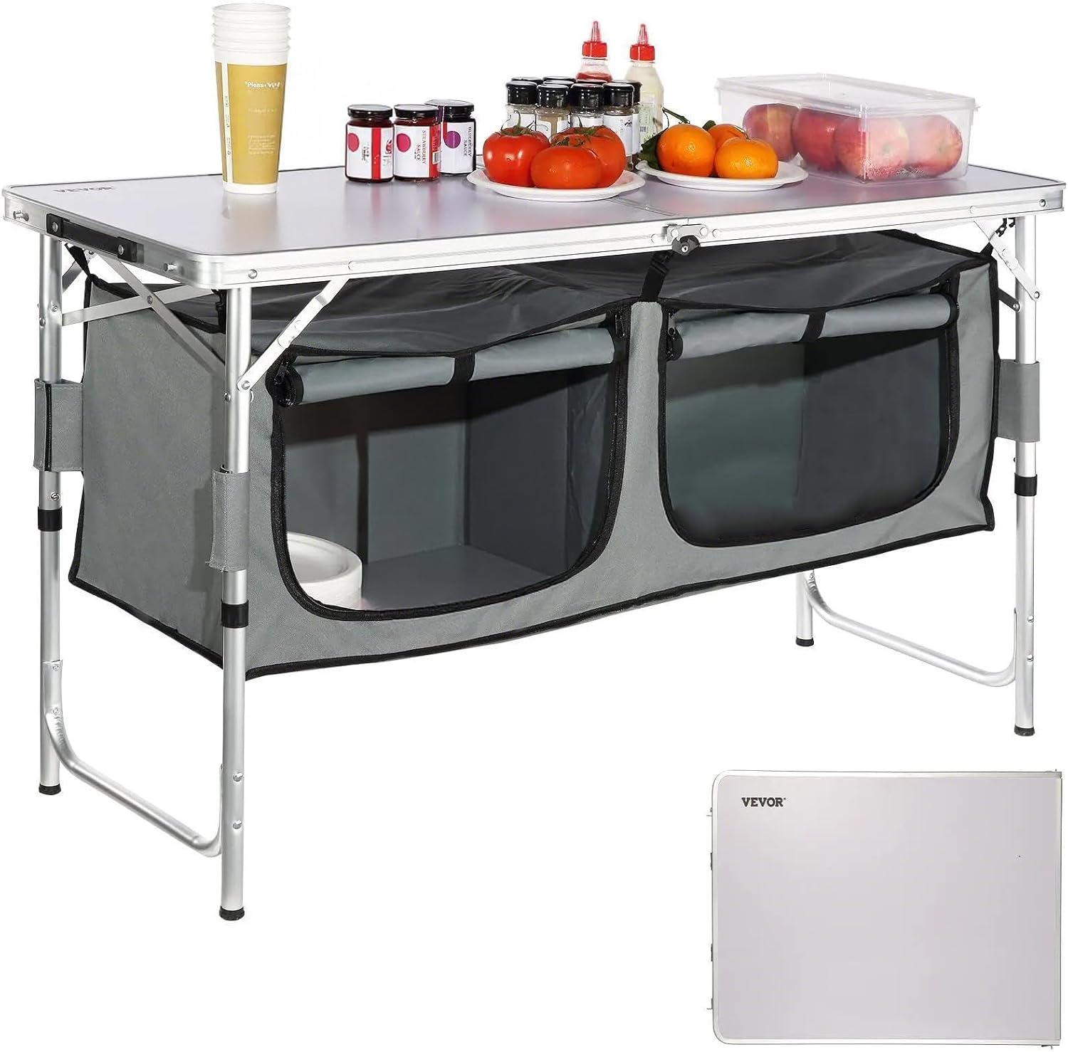Camping Kitchen Station, 3 Adj - Camping Cooking Table With Storage 评论和价格