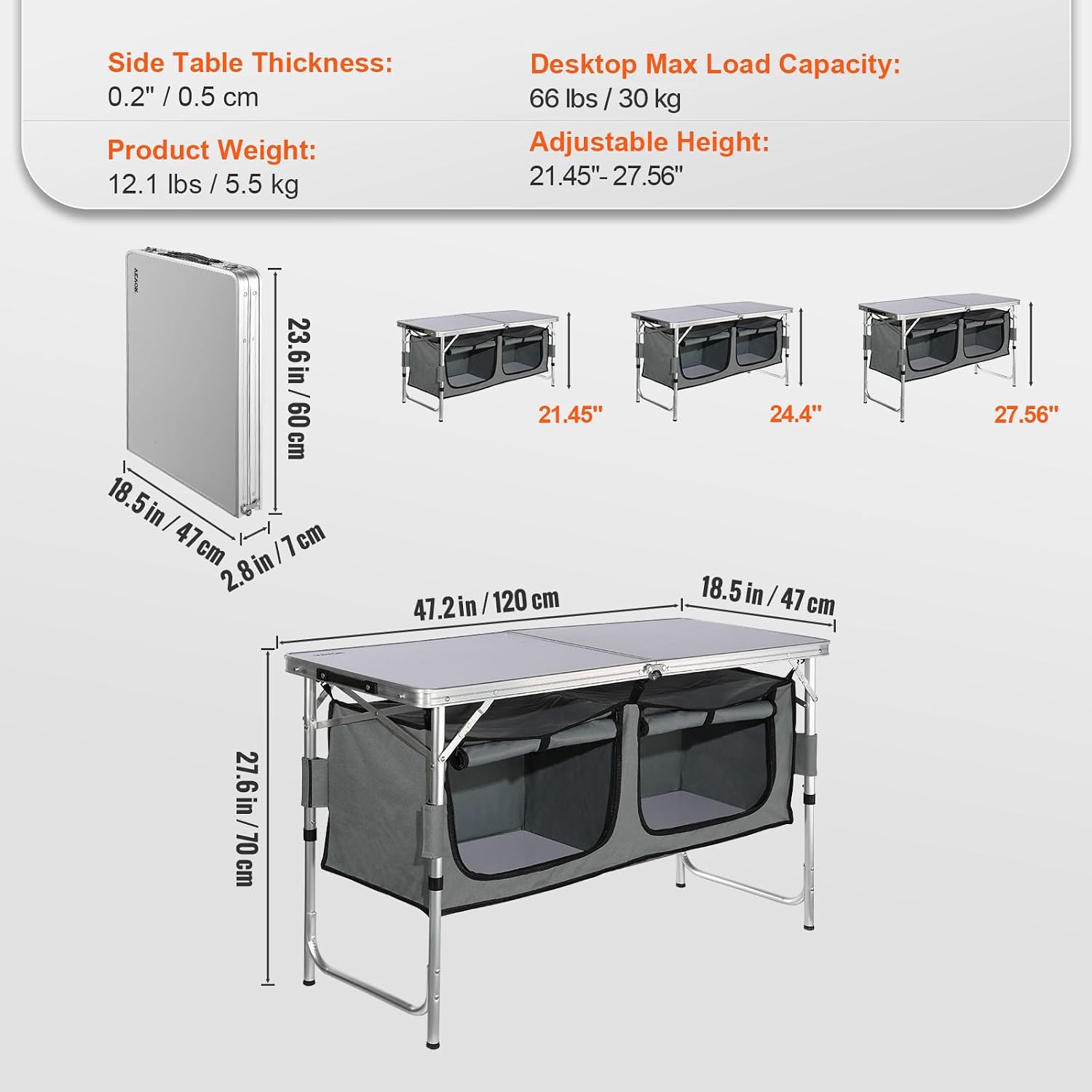Camping Kitchen Station, 3 Adj - Camping Cooking Table With Storage 评论和价格