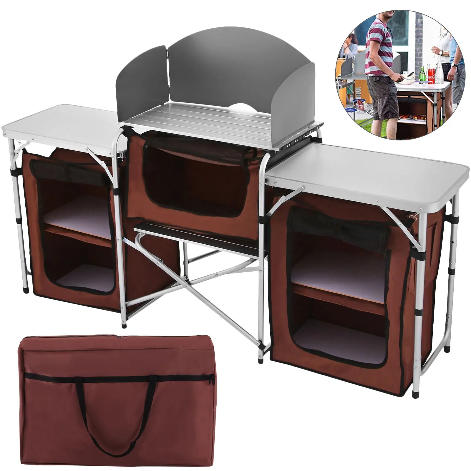 Singwinner Camping Outdoor Kit - Camping Cooking Table With Storage 评论和价格