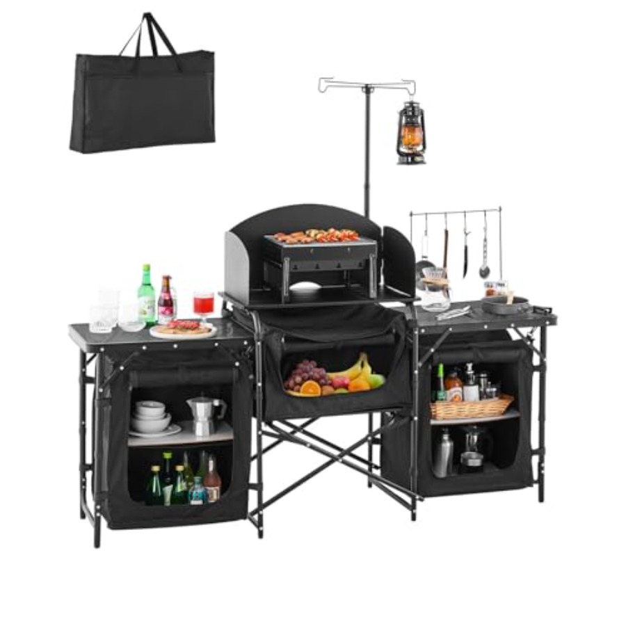 Camping Kitchen Table, Outdoor - Camping Cooking Table With Storage 评论和价格