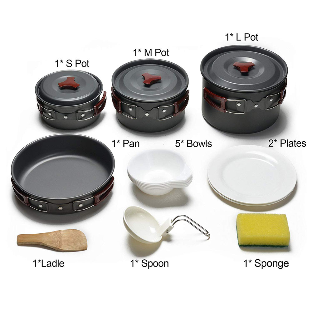 Outdoor Camping Cookware Kit N - Camping Cooking Pots And Pans 评论和价格