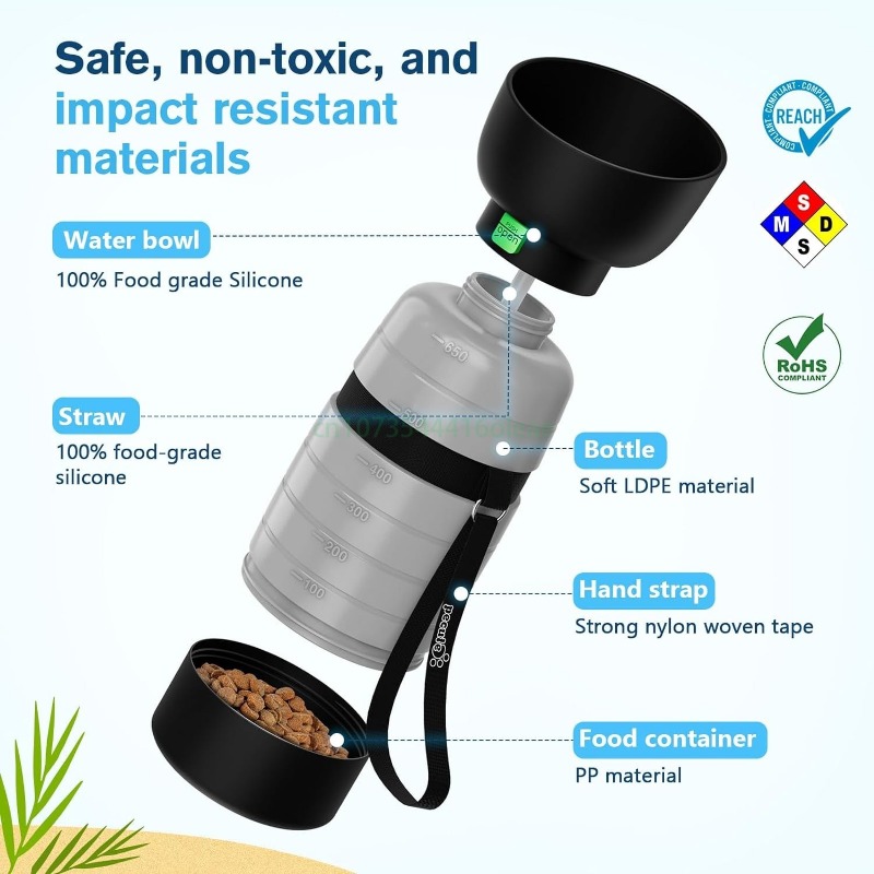 650ML Dog Water Bottle with 15 - Camping Cooking Bowl 评论和价格